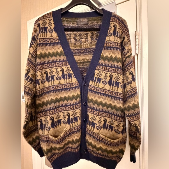SEBASTIE Other - SEBASTIE Alpaca Wool Cardigan Sweater Llama Pattern Vintage Style